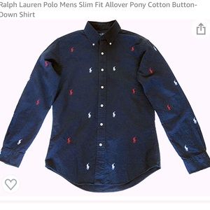 Slim Fit Long Sleeve Allover Pony Button down